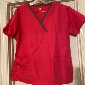 Wonder Wink Hot Pink Scrub Top L